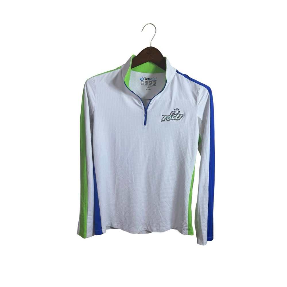 IBKUL White Mock Neck Mesh Sleeve 1/2 Zip Athletic Medium FGCU UPF50